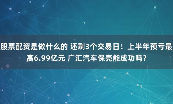 股票配资是做什么的 还剩3个交易日！上半年预亏最高6.99亿元 广汇汽车保壳能成功吗？